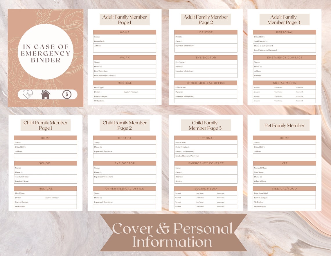 ICE Binder Emergency Binder Printable Emergency Planner in - Etsy