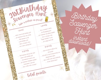 21st Birthday Bar Scavenger Hunt, Printable 21st Birthday Game, Bar Hopping Party Game, Printable Adult Birthday Game