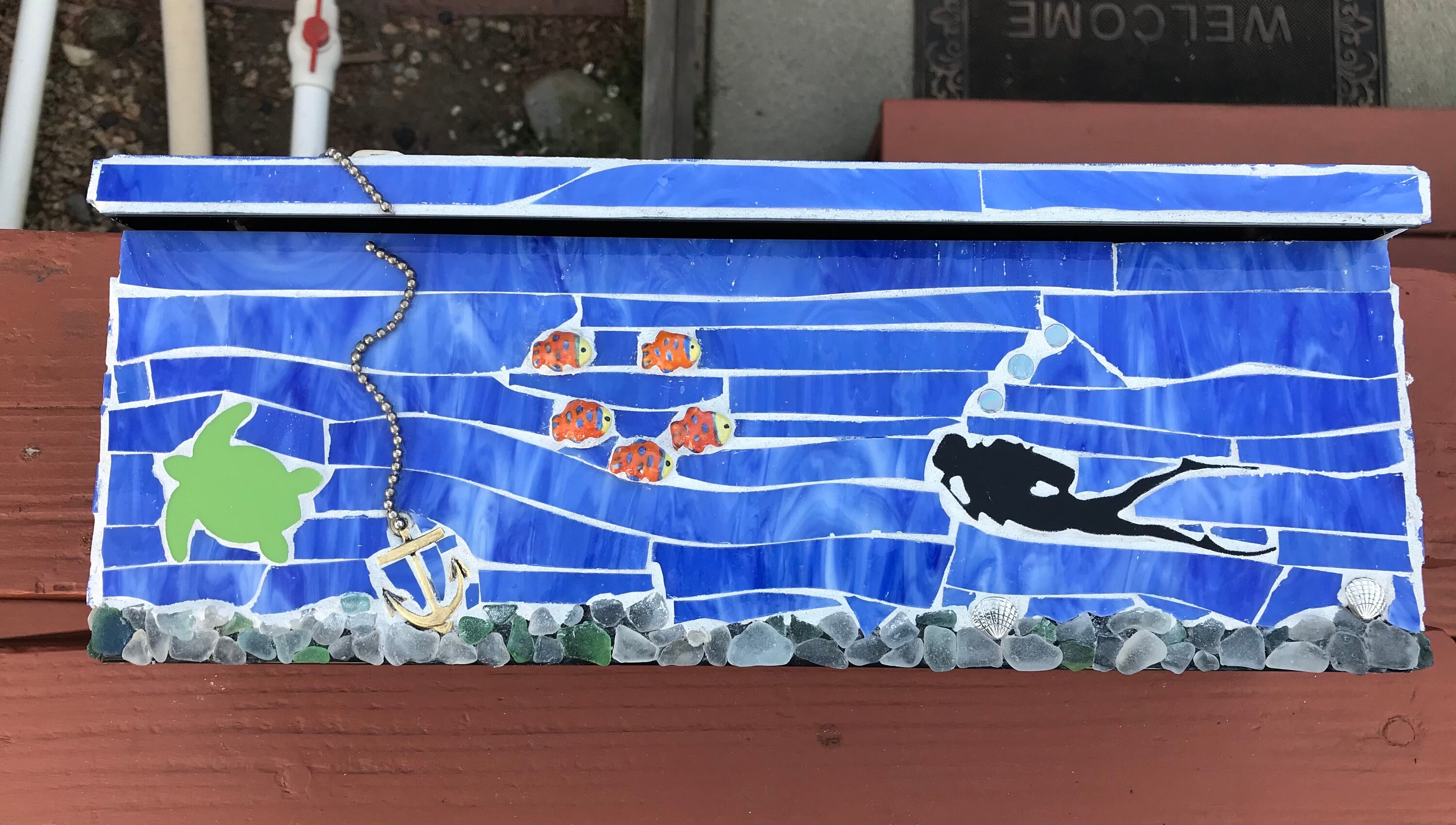 Mosaic Mermaid & Deep Sea Diver Wall Mount Mailbox - Etsy