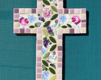 Spring Time Floral Mosaic Cross