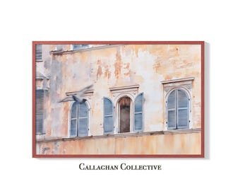 Flying Pigeon in Italy Watercolor Painting – Italian Architecture Wall Art for Light Academia and Cottagecore Decor