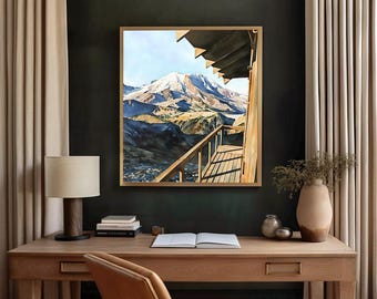 Mount Fremont Fire Lookout Watercolor Print - Mount Rainier National Park Wall Art, Sunrise Washington State Landscape