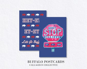 Lets Go Buffalo Postcard, Buffalo New York - Football Fan Gift, WNY Buffalo Pride, Game Day Souvenir Set of Two