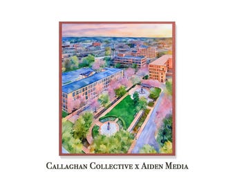 Franklin Square in Bloom Watercolor Print, Syracuse New York | Callaghan Collective x Aiden Media