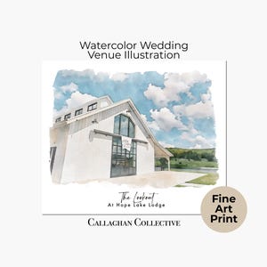 Wedding Venue Watercolor Painting Personalized Wedding Gift, Bridal Shower or Custom Anniversary Keepsake