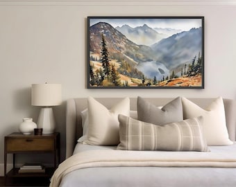 North Cascades National Park Wall Art – Maple Pass Watercolor Print, Washington State Pacific Northwest Mountain Landscape