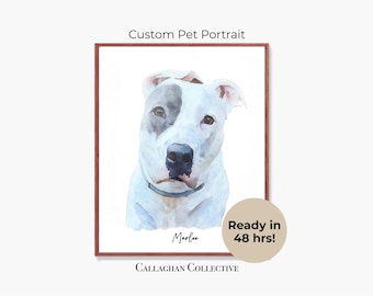 Custom Watercolor Pet Portrait, Personalized Dog or Cat Portrait from Photo, Digital Pet Artwork, Custom Pet Art Gift