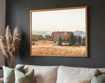 Mount Rainier National Park Lodge - American National Park Wall Art, Large Canvas