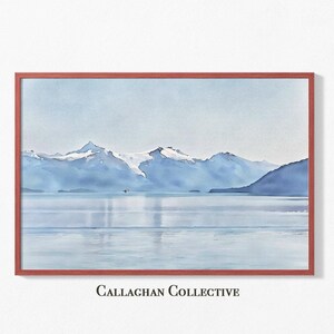 Alaska Nature Watercolor Wall Art, Juneau Bay Fine Art Print, Alaskan Landscape Home Decor, Alaska Cruise Travel Gift