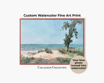 Custom Digital Watercolor Painting From Your Travel Photo, Fine Art Print –Personalized Home Gift Idea for parents, couples or friends