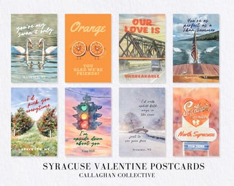 Syracuse Postcards Valentines Day – Watercolor Central New York Funny Postcard Bundle