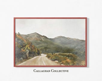 New Hampshire Print Mount Washington Toll Road Watercolor Painting, White Mountains NH Art Muted Landscape, Earthy Room Decor