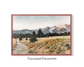 Mount Rainier Mountain Path Watercolor Painting – National Park Gift, Pacific Northwest Above Bed Art, Seattle Washington Poster