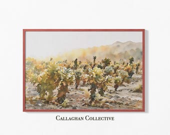 Joshua Tree Print, National Park Poster, Cholla Cactus Print, Desert Watercolor Painting, Southwestern Wall Art