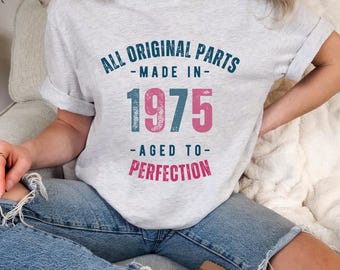 Custom Birthday Shirt, Vintage 1975 Shirt, Birthday Gift for Women, 50th Birthday Gift for Men, 50th Birthday Friend, 50th Birthday Woman
