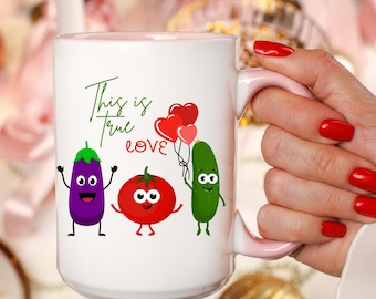 Valentines Day Mug, Veggie Valentines Mug, Gift for Vegetarians, Valentines Day Gift Mug, Veggie lover gift, Cute Vegetarian Mug, Funny Mug