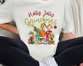 Holly Jolly Grinchmas, Grinch Christmas Sweatshirt, Grinchmas Sweater, Christmas Gift Shirt, Retro Holiday Jumper, Grinch Family Shirt