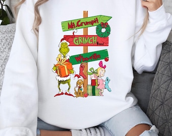 Carretera del Grinch, Sudadera navideña del Grinch, Suéter de Grinchmas, Camiseta de regalo de Navidad, Suéter navideño retro, Camiseta familiar del Grinch, Navidad