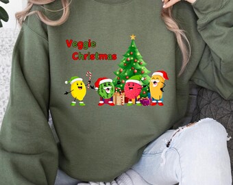 Veggie Christmas sweatshirt, Christmas shirt, Vegetarian Christmas, Cottage Core Christmas T-shirt Dietitian Christmas Shirt, Vegan Xmas Tee