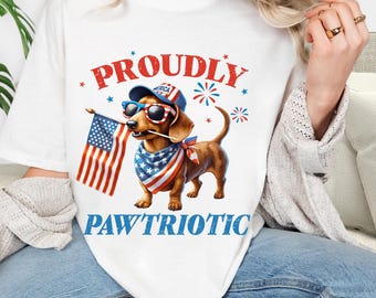 Chemise patriotique pour chien, tee-shirt 4 juillet, chemise teckel, cadeau pour amoureux des chiens, chemise chien drôle, tee-shirt maman chien USA, chemise chien USA, tee-shirt mignon teckel