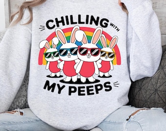 Chilling With My Peeps Shirt, Easter Peeps Shirt, Kids Easter Shirt, Cute Easter Shirt, Easter Family Shirt, Happy Easter Womens Peeps Shirt