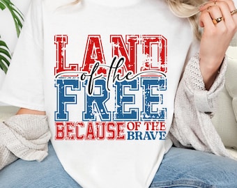 Comfort Colors® Land of The Free T-shirt, Memorial Day Shirt, Patriotic Shirt, Distressed America Shirt, Shirts in USA, Fourth of July Gift