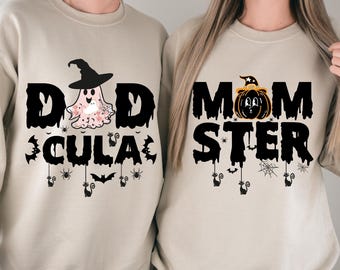 Momster Dadcula Halloween Sweatshirts: Matching Couple Hoodies