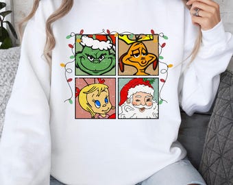 Grinch Christmas Sweatshirt, Santa Sweatshirt, Christmas Gift Shirt, Retro Holiday Jumper, Grinch Family Shirt, Christmas Gift, Holiday gift