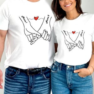 Personalized Hand in Hand Shirt, Valentine Day Husband and Wife Matching Tee, His and Hers Valentines Day Sweatshirt, Couples Gift shirt