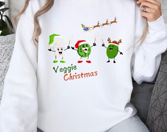 Veggie Christmas Shirt, Christmas sweatshirt, Vegetarian Christmas, Cottage Core Christmas T-shirt Dietitian Christmas Shirt, Vegan Xmas Tee