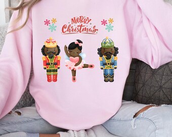 Black Nutcracker Christmas Sweatshirt, Cute Nutcracker Christmas Sweatshirt, Black Ballerina Christmas Shirt, Christmas Gifts for Women