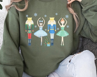 Uroczy świąteczny sweter z Dziadkiem do Orzechów, Koszulka z Dziadkiem do Orzechów, Świąteczna bluza, Uroczy prezent świąteczny, Damska bluza z kapturem z motywem świątecznym, Prezent świąteczny