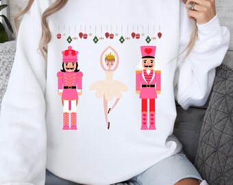 Uroczy świąteczny sweter z Dziadkiem do Orzechów, Koszulka z Dziadkiem do Orzechów, Świąteczna bluza, Uroczy prezent świąteczny, Damska bluza z kapturem z motywem świątecznym, Prezent świąteczny