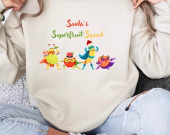 Santa's Superfruit Squad, Veggie Christmas Shirt, Christmas sweatshirt, Vegetarian Christmas, Dietitian Christmas Shirt, Vegan Xmas Tee