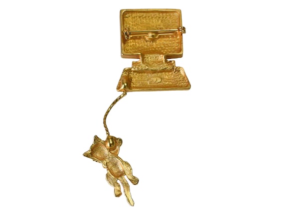 Vintage JJ Jonette Cat & Mouse Computer Brooch, 1990s⦠- Gem