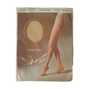 1970s Hanes Leglites Pantyhose: Agilon Mesh, Travel Buff, Medium