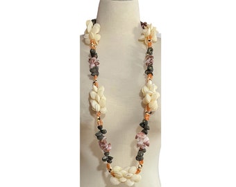 1970s Handcrafted Long Massive Vintage One of a Kind Hawaiian Beach Jewelry Shell Lei Necklace