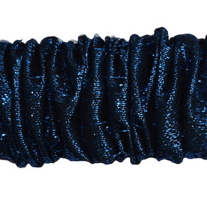 1980s Black & Metallic Blue Lame Fabric Rectangular Barrette Vintage Disco Hair Clip Hair Clamp Jewelry