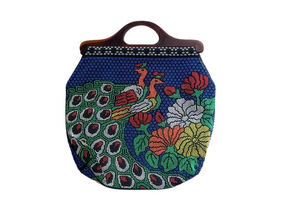 1970s Beaded Peacock Handbag: Vintage Floral Purs… - image 3