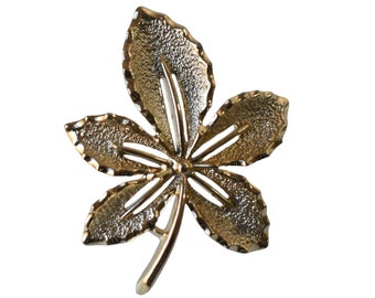 1960s Sarah Coventry Open Design Gold Plated Vintage IVY Leaf Mid Century Figural Pin Brooch