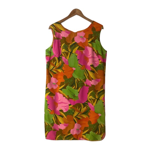 Vintage Bright Print Tropical Wrap Dress main image 1
