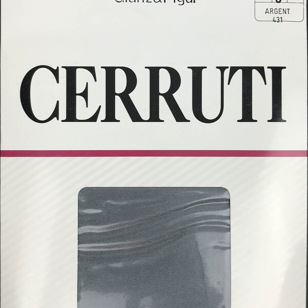 1980s CERRUTI 1881 Argent Gray Glanz & Figur Glittery Sheer Vintage New in Package Fashion Pantyhose NOS NIP