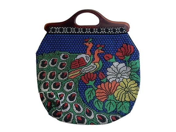 1970s Beaded Peacock Handbag: Vintage Floral Purs… - image 7