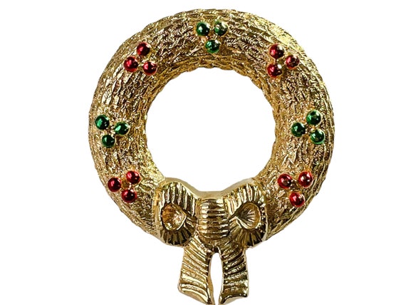 1960s Gerry's Textured Gold Plate Red & Green Ena… - image 1