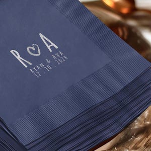 Custom Foil Napkins, Personalized Wedding Napkins, Initial Napkins, Stylish Cocktail Napkins, Engagement Party Decor
