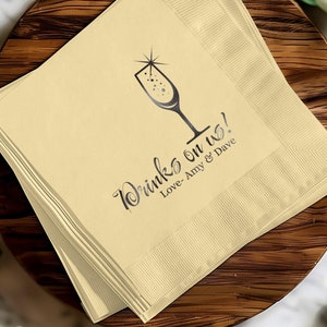 Custom Party Napkins, Personalized Wedding Napkins, Cocktail Napkins, Wedding Bar Napkins, Holiday Party Decor, Bridal Shower, Engagement