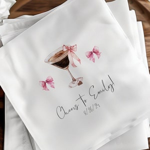 Custom Coquette Wedding Napkins, Personalized Cocktail Napkins, Custom Wedding Favors, Bridal Shower Décor, Bachelorette Party Napkins