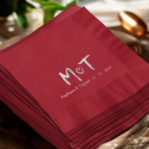 Personalized Wedding Custom Party Napkins, Custom Initials Napkins, Stylish Cocktail Napkins, Wedding Bar Napkins, Bridal Shower Decor
