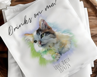 Servilletas personalizadas con retratos de mascotas Servilletas de bar para bodas Servilletas de cóctel personalizadas para perros para bodas Servilletas de cóctel personalizadas para mascotas para bodas