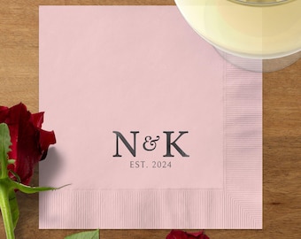 Tovaglioli personalizzati per matrimonio, tovaglioli personalizzati per cocktail di matrimonio, tovaglioli per bar di matrimonio, tovaglioli con iniziali, decorazioni per addio al nubilato, festa di fidanzamento